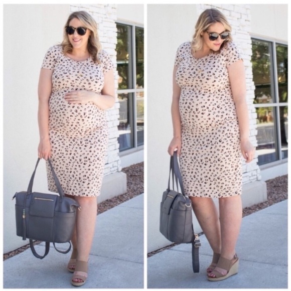 Ingrid & Isabel Maternity Tan Leopard Dress - Picture 1 of 6